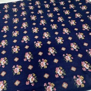 Vintage Cranston Print Works Navy Blue Floral Fabric 44in x 4yd Liebman Schwartz